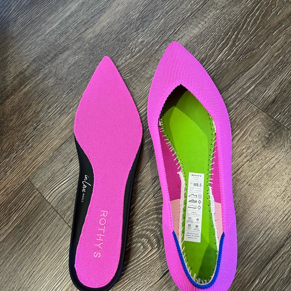 Rothy's Vibrant Pink Pointed Flats